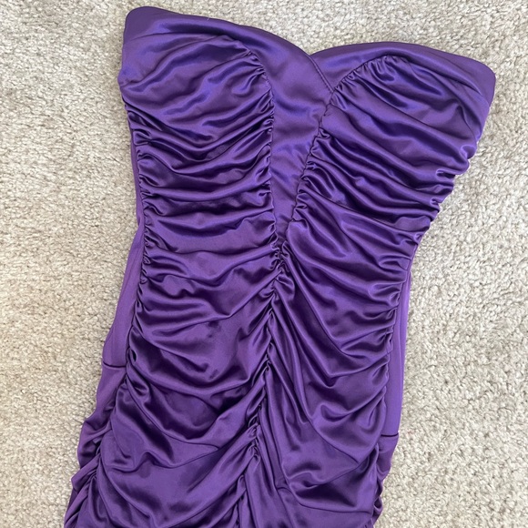 Ruby Rox Strapless Ruched Purple Dress - Picture 2 of 4